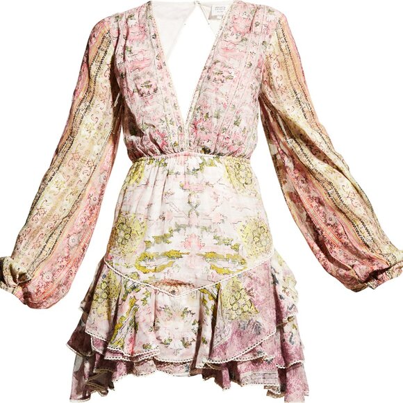 Hemant & Nandita Maya Cotton Paisley Short Mini Ruffle Dress Sz L - Picture 3 of 4